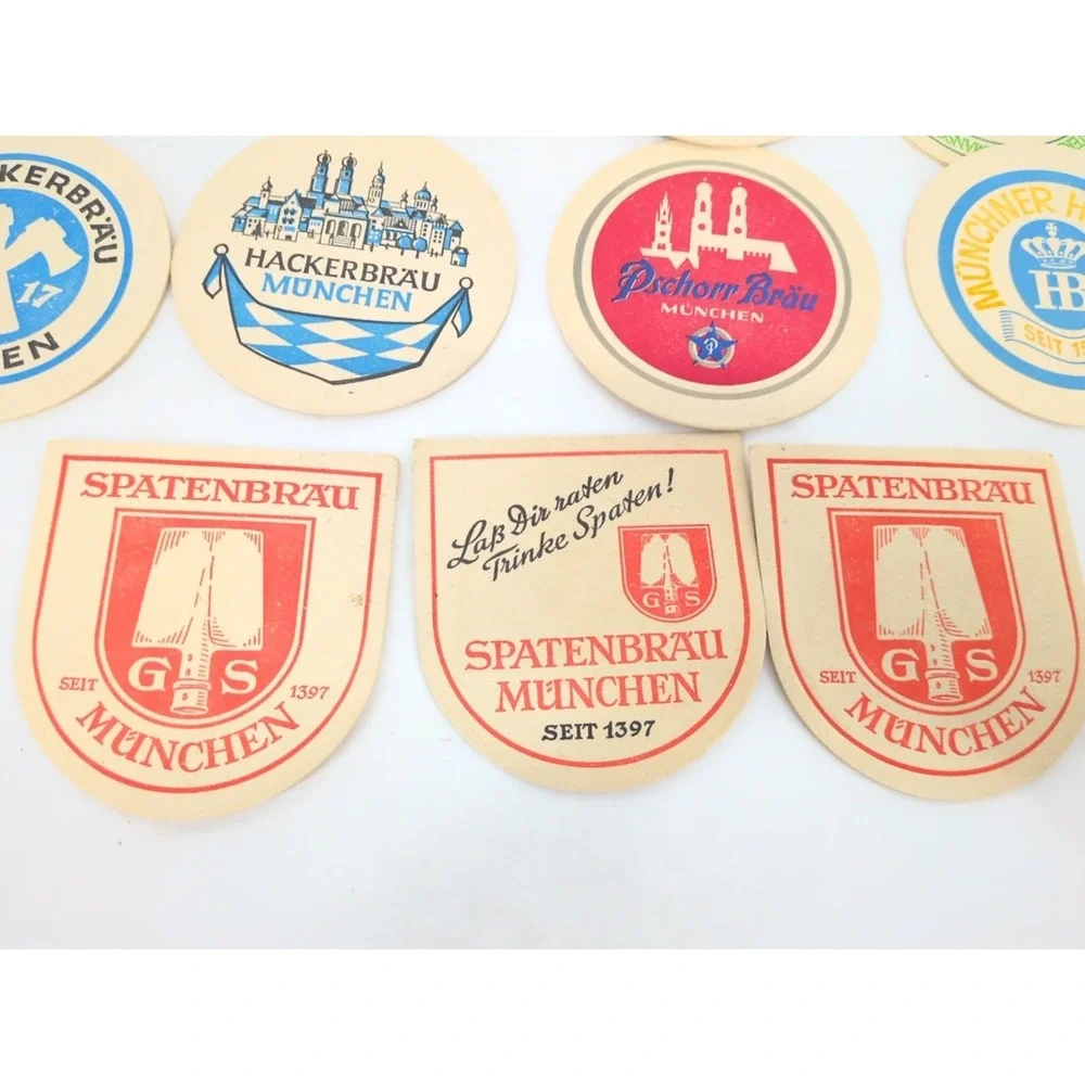 VTG German Beer Bar Coaster Spatenbrau Hackerbrau Grolsch Munchner Pschorr Brau